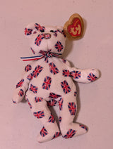 Britannia the Bear - Ty Beanie Baby (White, Red, Blue, 1997, MWMT, Plush Toy, Stuffed Animal, Vintage, Retired)