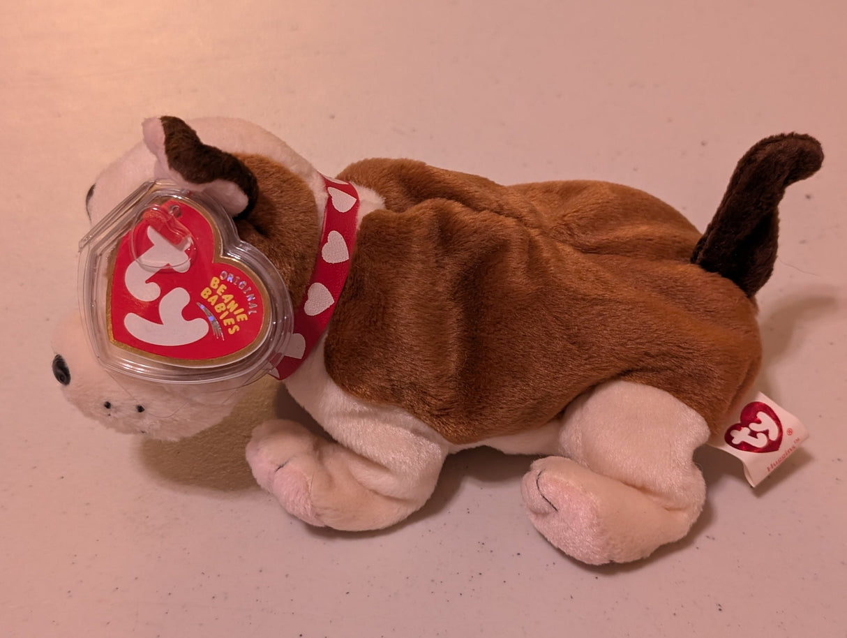 Butch the Bulldog - Ty Beanie Baby (Brown, White, 1998, MWMT, Plush, Toy, Stuffed Animal, Vintage, Retired)