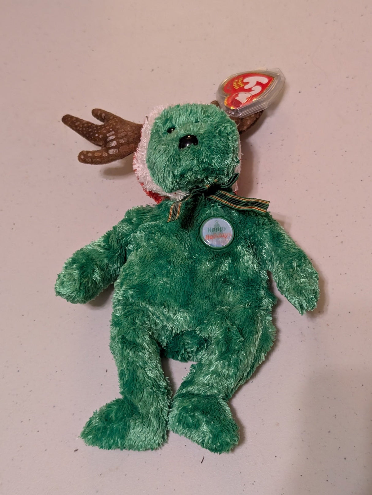 2002 Holiday Teddy the Bear - Ty Beanie Baby (Green, 2002, Vintage, MWMT, Plush, Toy Stuffed Animal, Retired)