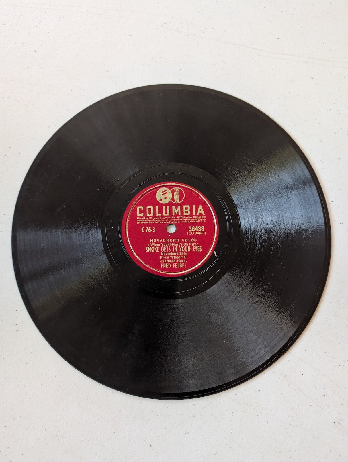 Fred Feibel Smoke Gets in Your Eyes 78 RPM record 