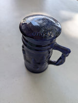 Chimay style beer stein with cover- Cobalt blue Mid-Century Vintage