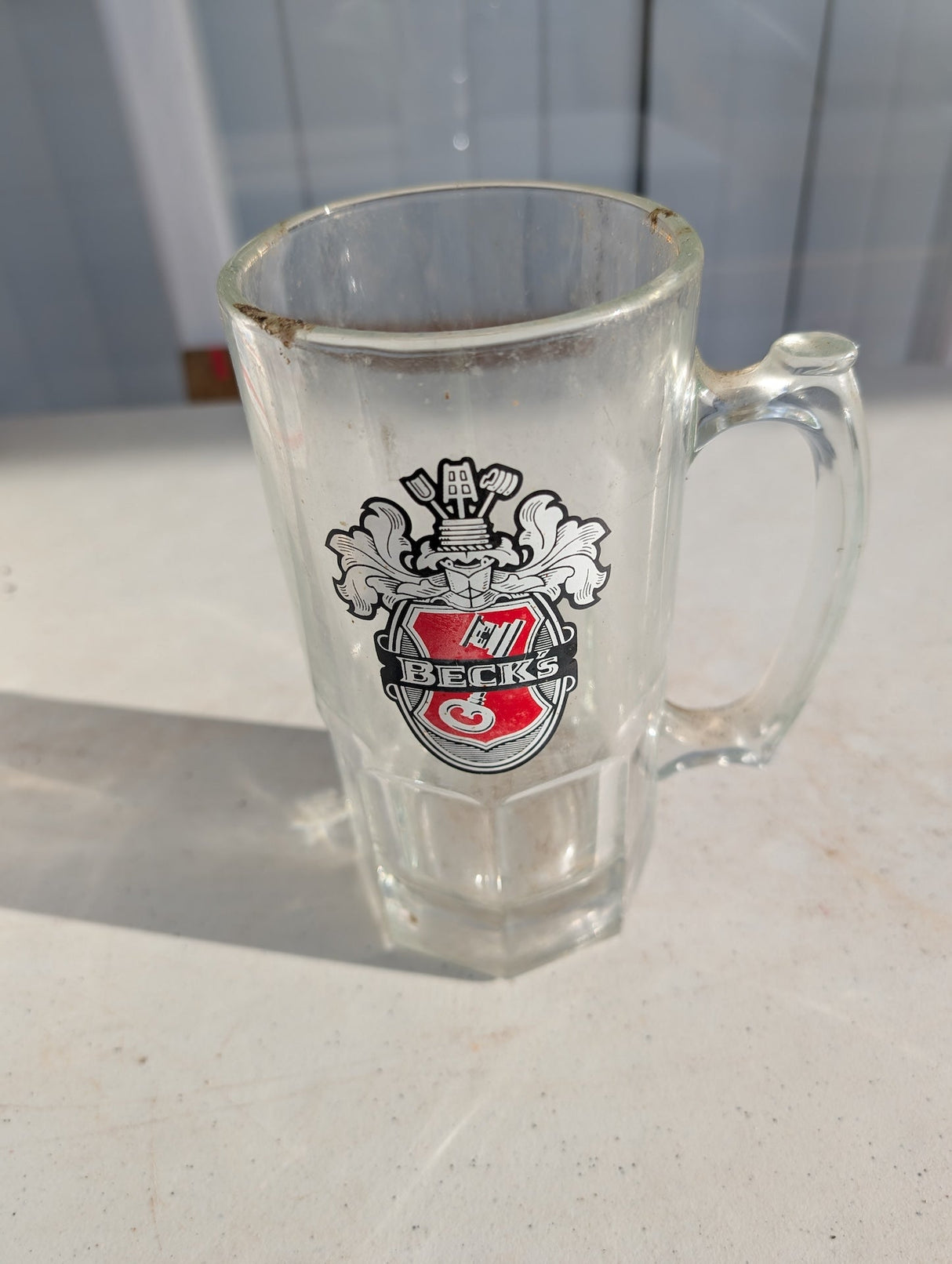 Becks German Beer Extra Large Heavy Glass Stein 8"