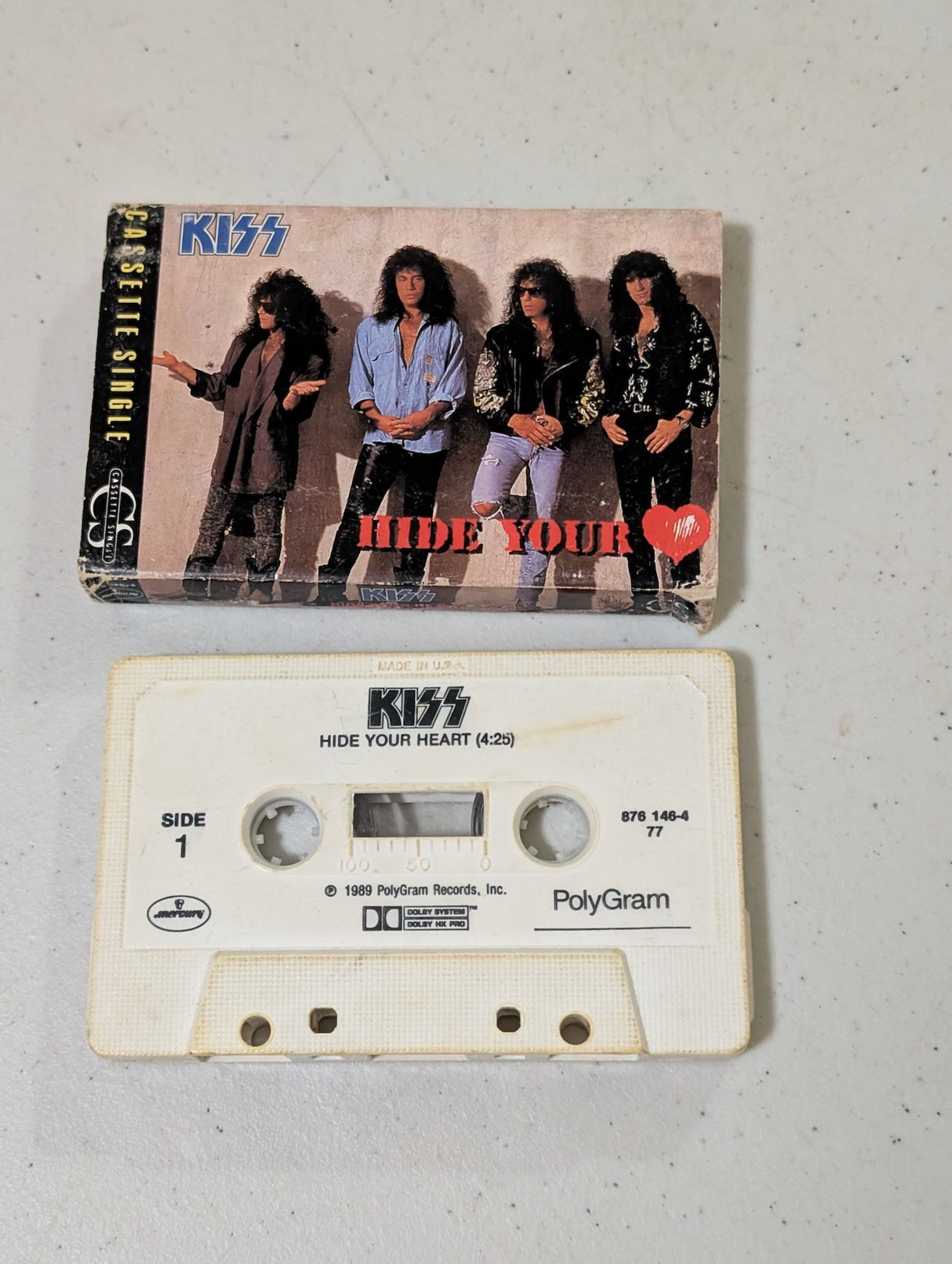 KISS “HIDE YOUR HEART” CASSETTE TAPE SINGLE  (Cassette, vintage, out of print)