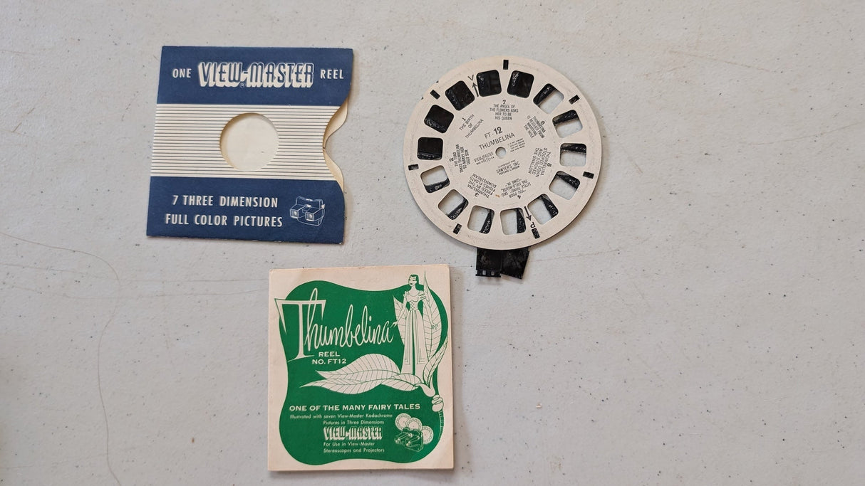 Thumbelina Vintage 1940s View-Master Reel FT-12 with Booklet(vintage, collectable, nostalgia, toy)- Damaged
