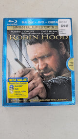Robin Hood (Blu-ray + DVD + Digital, 2010, Unrated) Russell Crowe, Cate Blanchett, Max von Sydow