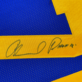 Camiseta de fútbol azul de Los Ángeles LA, enmarcada, autografiada y firmada por Orlando Pace, HOF 16, 35 x 39, JSA COA
