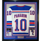 Framed Autographed/Signed Artemi Panarin 35x39 New York White Hockey Jersey JSA COA