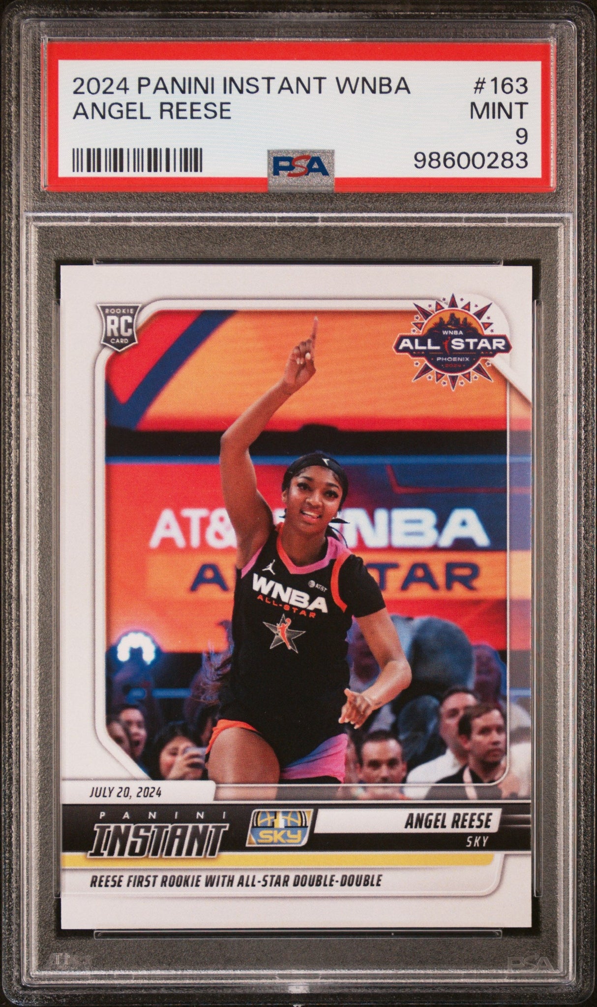 Tarjeta de baloncesto Panini Instant WNBA Angel Reese n.° 163 Rookie RC PSA 9 Mint, clasificada en 2024