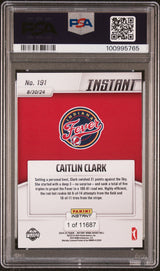 Tarjeta de baloncesto Caitlin Clark #191 Rookie RC de la WNBA Panini Instant 2024, PSA 10 Gem Mint