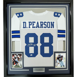 Camiseta de fútbol americano Dallas blanca de 35 x 39, enmarcada, autografiada y firmada por Drew Pearson (JSA COA)