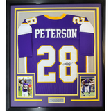 Camiseta de fútbol morado de Minnesota Beckett BAS COA enmarcada y autografiada de Adrian Peterson, 35 x 39