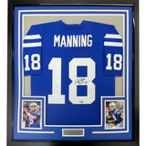 Framed Autographed/Signed Peyton Manning 35x39 Indianapolis Colts Authentic Blue Football Jersey Fanatics COA