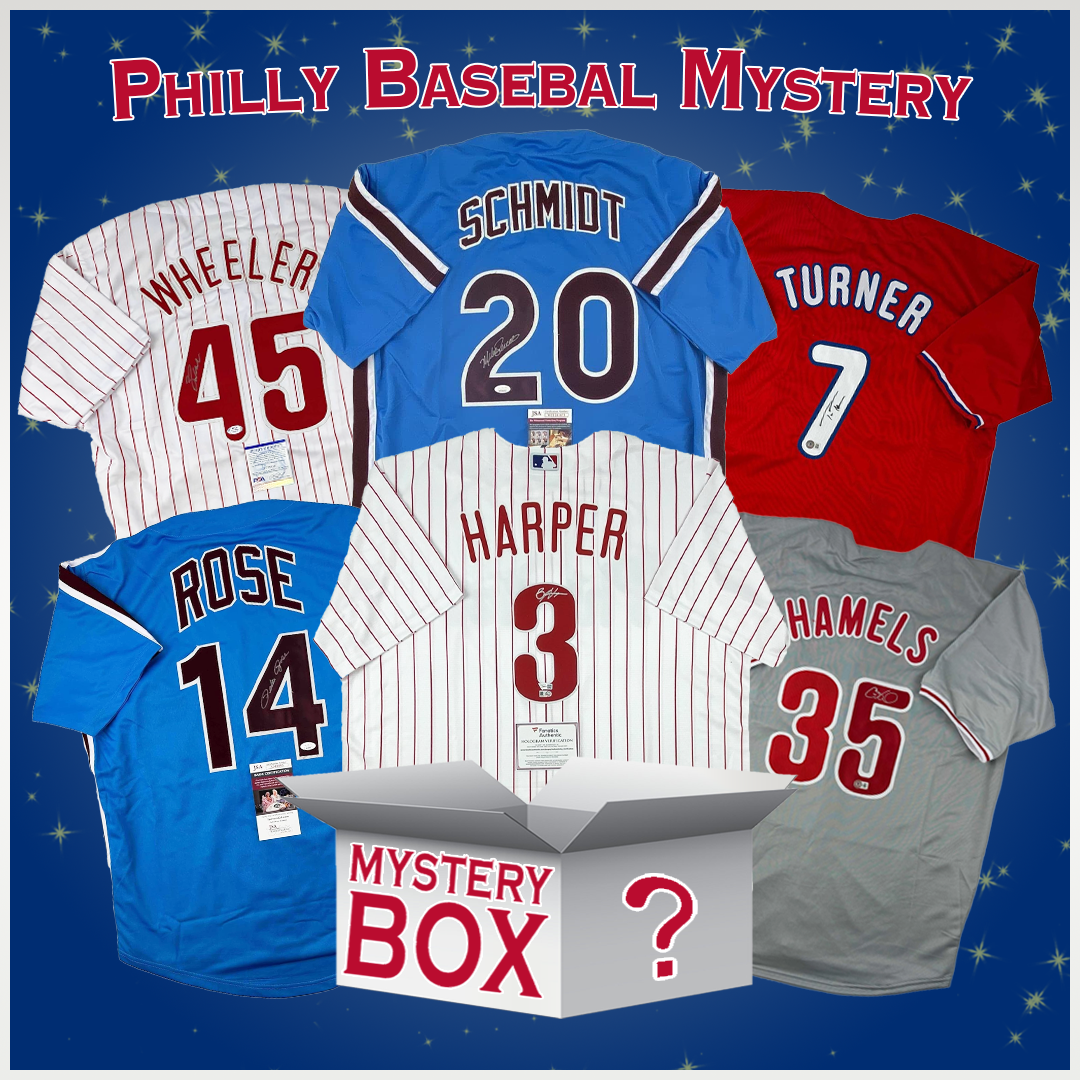 Caja misteriosa de camisetas de béisbol de Filadelfia autografiadas/firmadas con PSA JSA o Beckett COA 