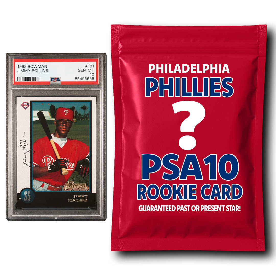 Paquete misterioso de tarjetas de novato calificadas de los Philadelphia Phillies PSA 10