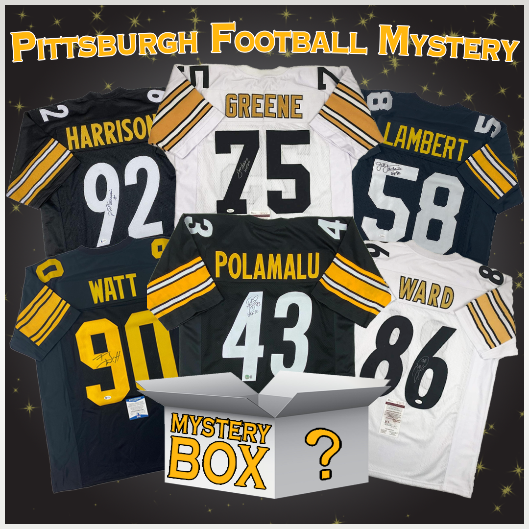 Caja misteriosa de camisetas de fútbol americano de Pittsburgh autografiadas/firmadas con PSA JSA o Beckett COA 