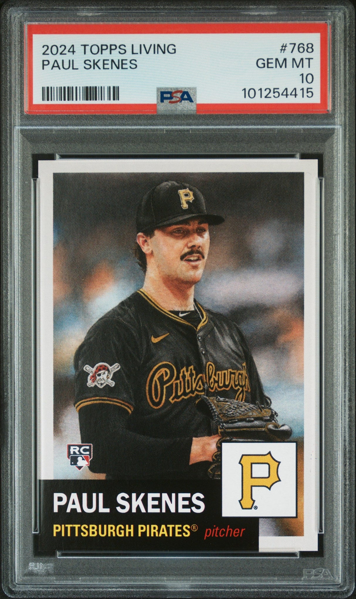 Tarjeta de béisbol Topps Living Paul Skenes n.° 768 Rookie RC, calificada en 2024, PSA 10 Gem Mint