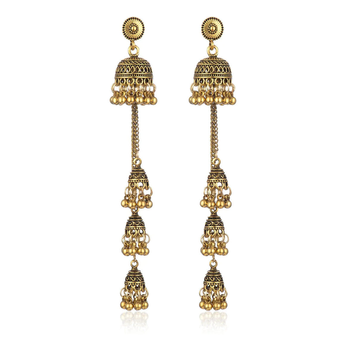 Jhumkas Indian Earrings for Women Jhumkas Jhumki Tassel Earrings Ethnic Dangle Earrings Beaded Bell Earrings Indian Jewelry for Women - Lootquake
