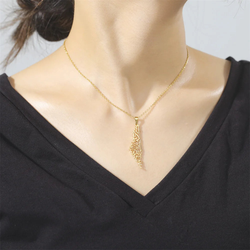 Unisex Stainless Steel Hollow Map Necklaces - Lootquake