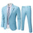 YND Mens Slim Fit 2 Piece Suit One Button Jacket Pants Set with Tie Solid Party Wedding Dress Blazer Tux Trousers Sky Blue - Lootquake