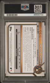 Tarjeta de béisbol Topps Bowman Jackson Chourio #BP79, calificada en 2022, para novatos, con prospectos de papel, RC, PSA 10, Gem Mint