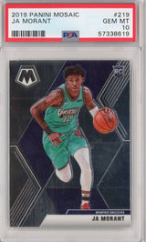 Tarjeta de baloncesto Panini Mosaic Ja Morant n.° 219 Rookie RC, clasificada 2019-20, PSA 10 Gem Mint