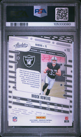 Tarjeta de fútbol Panini Absolute Brock Bowers n.° 113 Rookie RC, clasificada en 2024, PSA 10 Gem Mint