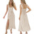 MllesReve Women Summer Graduation Dresses Tea Length Slit Ruffle Ladies Prom Dresses Smocked Dresses Birthday Party Dress L Champagne - Lootquake