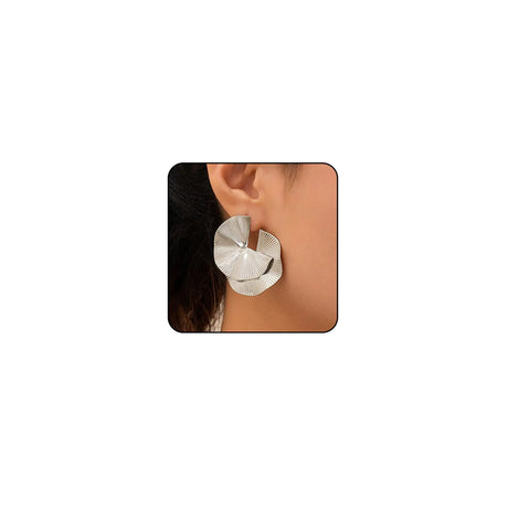 Chunky Silver Earrings for Women Trendy Silver Statement Earrings Silver Spiral Earrings Large Silver Earrings Big Chunky Earrings Geometric Fashion Earrings (Style4_Silver) - Lootquake