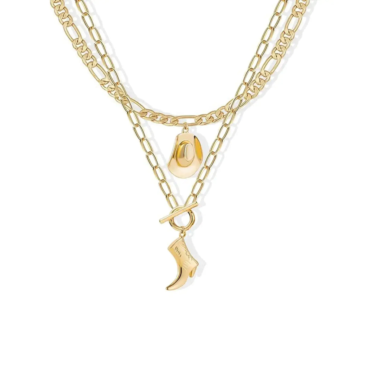 MIFYNN Cowboy Boot Necklace for Women Cowgirl Boot Hat Necklaces 14K Gold Layered Hat Boot Pendant Necklaces Western Country Jewelry Gifts(Gold 1) - Lootquake