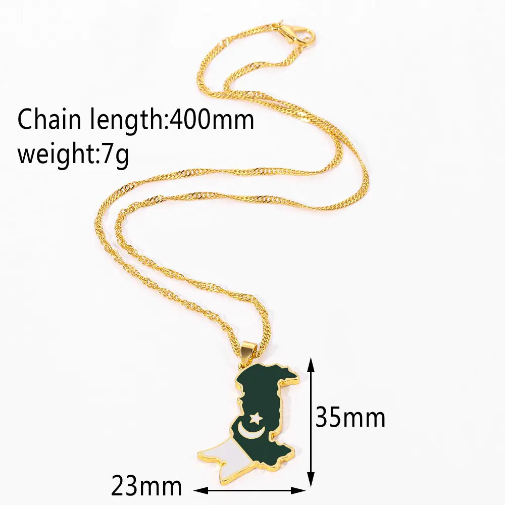 Pakistan Map and Flag Pendant Necklaces - Lootquake