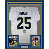 Framed Autographed/Signed Raghib Ismail Rocket 35x39 Notre Dame White College Football Jersey JSA COA