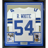 Camiseta de fútbol americano Dallas White enmarcada, autografiada y firmada por Randy White, HOF 94, 35 x 39, JSA COA