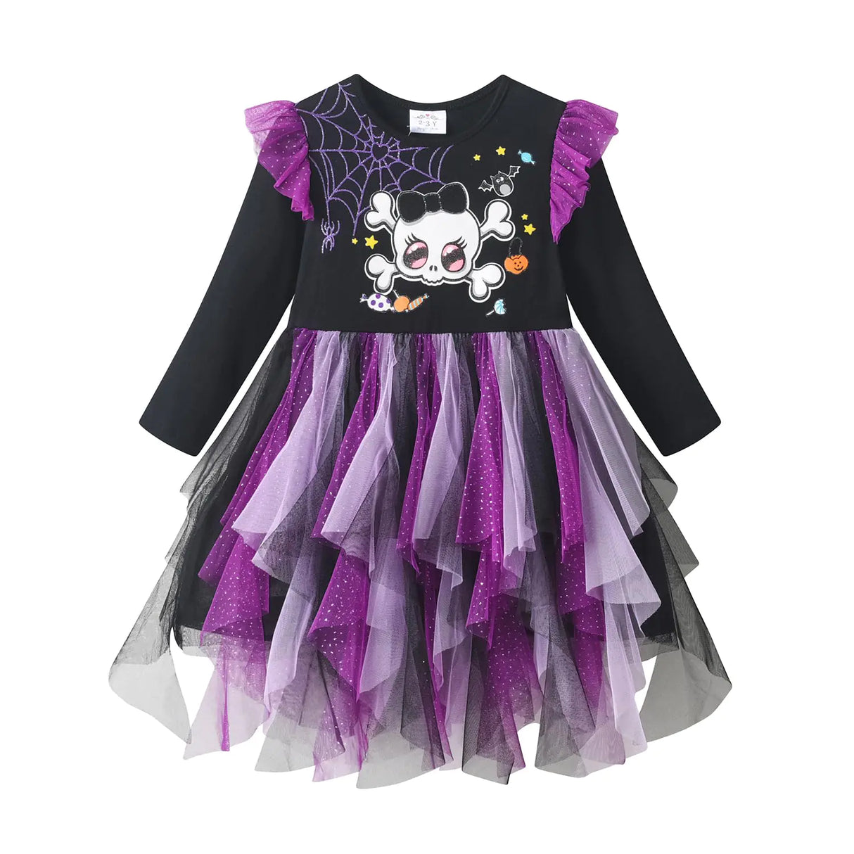 VIKITA Girls Dresses for Winter Long Sleeve Halloween Girls Dresses Party Purple Tulle Dresses for Girls LH4118 7T - Lootquake