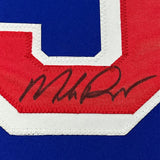 Camiseta de hockey azul de Nueva York, enmarcada, autografiada y firmada por Mike Richter, 35 x 39, certificado de autenticidad de PSA y ADN.