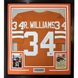 Camiseta de fútbol americano universitario de Texas naranja, enmarcada, autografiada y firmada por Ricky Williams, 35 x 39, JSA COA