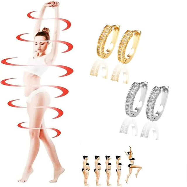 2 Pairs Lymphvity Therapy Earrings For Women Histone Lymphatic Germanium Earrings Earrings Lymphatic Acupuncture Earrings Lymph Drainage Earrings Jewelry Gifts (Gold+Silver) - Lootquake