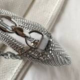 Bling Rhinestone Evening Clutch Bag | Women's Korean Designer Diamond Chain Dinner Party Handbag (Lady Square Tote Shoulder Bag)