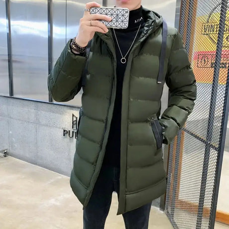 7xl Plus Size Padded Parkas Men Thick Warm Coats Solid Warm Cotton Long Coats Windbreaker Winter Outerwear 6xl Thermal Jacket - Lootquake
