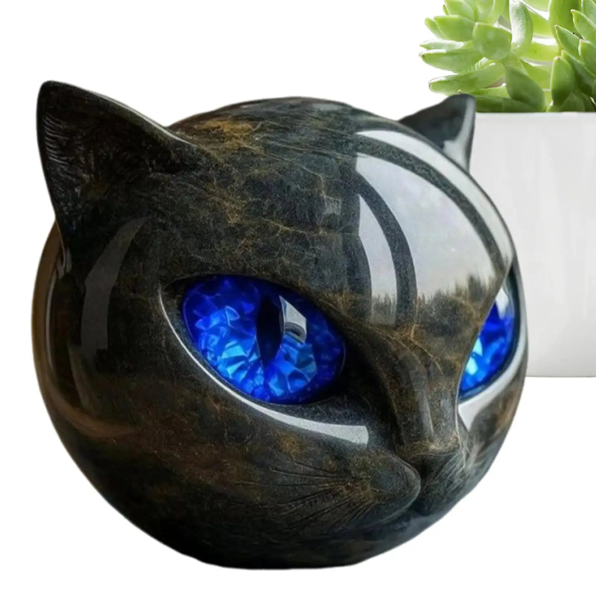 Sculpture en pierre de chat noir de luxe, sculpture en pierre de chat noir, statues de chat, décoration d'intérieur pour bureau, Halloween, chambre à coucher, bibliothèque