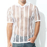 Men Mesh Shirt Transparent Long Sleeve Men Clothing Sexy Solid Party Nightclub Hooded Tops - Lootquake