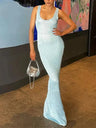 Tossy Sequin Slim Scoop Neck Maxi Dress Female Backless Glitter See-Through Sexy Patchwork Autumn Dress Women's Long Dress 2024 - Lootquake
