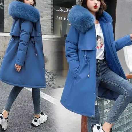 New In Coats & Jackets Women's Winter Padded Jacket Loose Casual Outerwears Fleece Hodded Windbreaker Elegant Office Lady's Coat - Lootquake