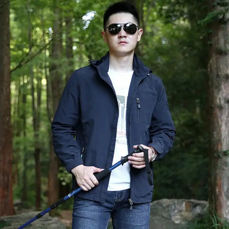 Outdoor Waterproof Jacket Men Breathable Quick Dry Hooded Jacket Coat Windbreaker Jacket Men Multi-Pockets Summer Windbreaker - Lootquake