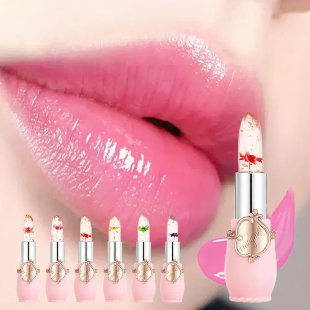 Dried Flower Jelly Lip Balm Lipstick Transparent Waterproof Crystal Lip Oil Hydrating Lip Gloss Plumper Clear Lip Plumper Makeup