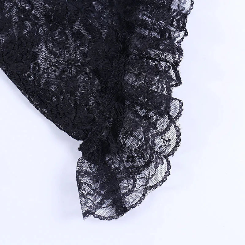Lace Shrugs Sheer Crop Tops Long Bell Sleeves Cardigan Women Dark Gothic Wedding Punk Sexy Crochet Bolero Cover Up Shirt - Lootquake