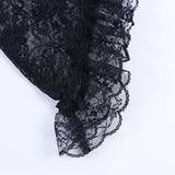 Lace Shrugs Sheer Crop Tops Long Bell Sleeves Cardigan Women Dark Gothic Wedding Punk Sexy Crochet Bolero Cover Up Shirt - Lootquake