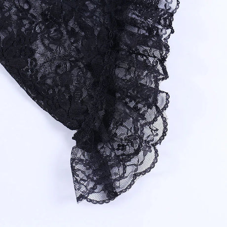 Lace Shrugs Sheer Crop Tops Long Bell Sleeves Cardigan Women Dark Gothic Wedding Punk Sexy Crochet Bolero Cover Up Shirt - Lootquake