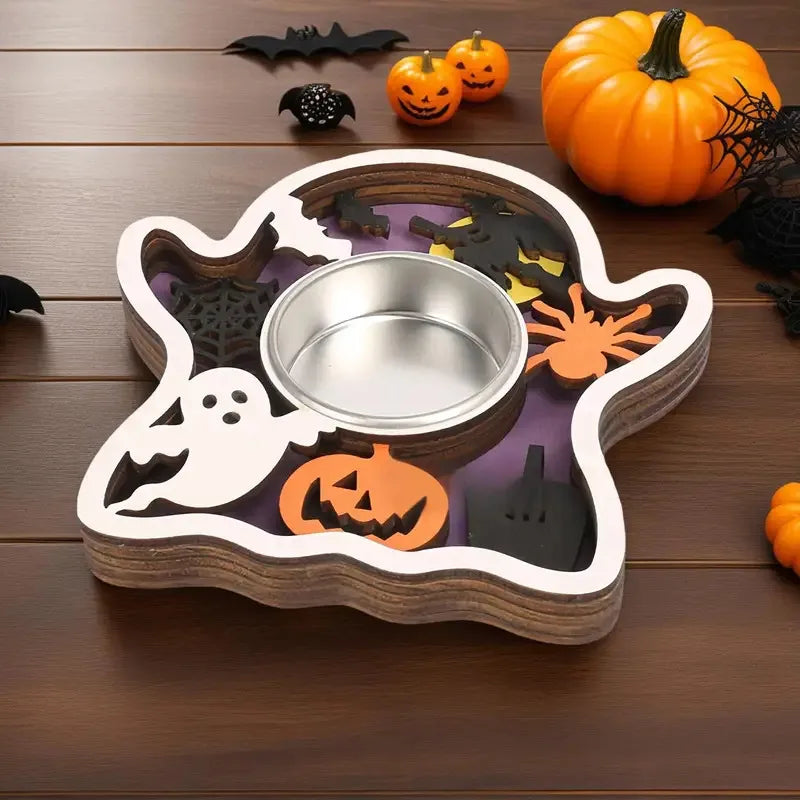 Creative Halloween Candle Holder Pumpkin Ghost Decor Wooden Table Centerpieces atmosphere  candlestick Halloween Home Decor