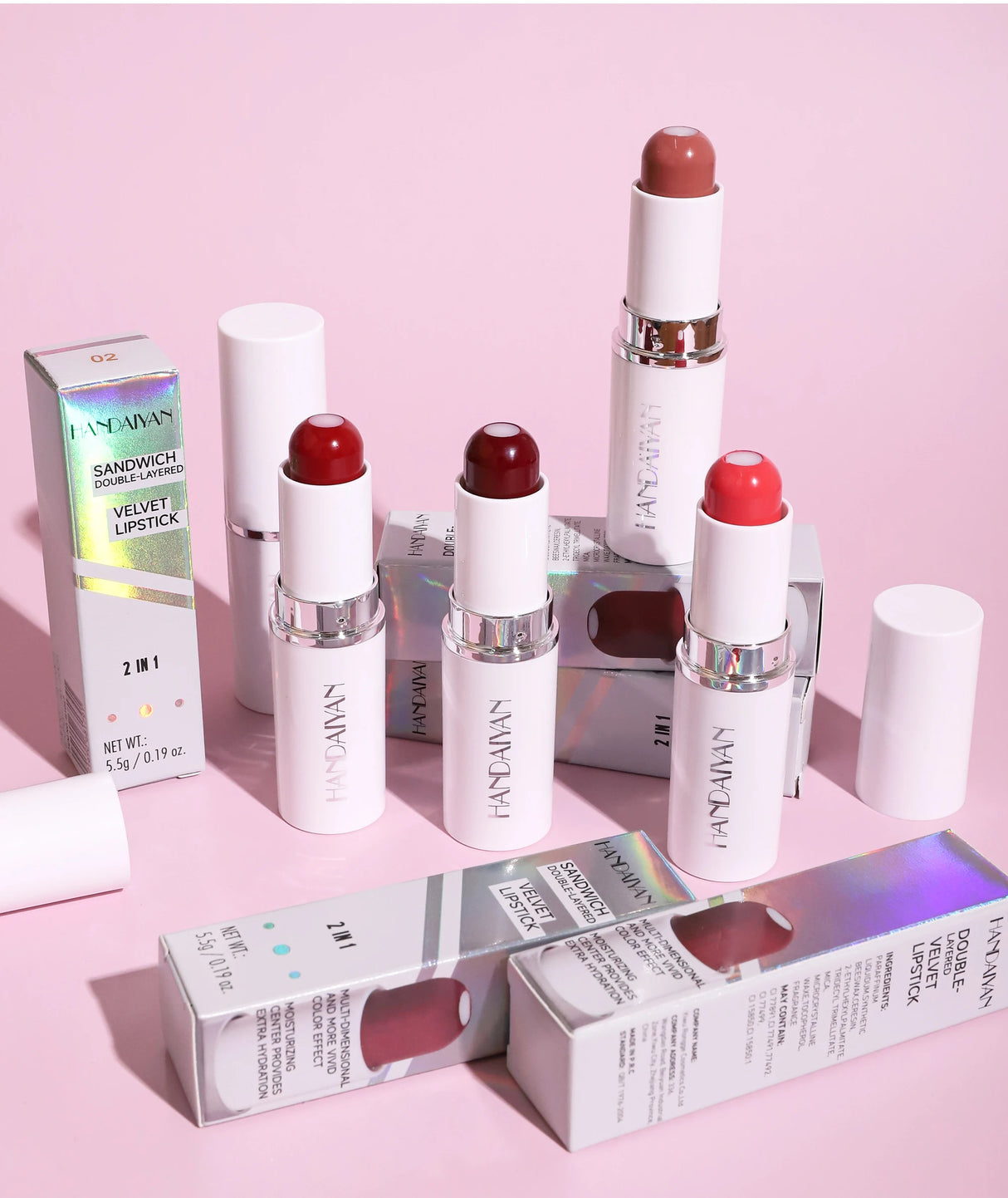 8 Colors Sandwich Moisturizing Lipstick Lip Stick Lip Gloss Long Lasting Moisturize Lipstick Lipgloss Lip Balm Makeup Cosmetics