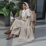 Eid Muslim Party Abaya for Women Ramadan Cardigan Pleated Long Dress Morocco Kaftan Vestidos Largos Dubai Robe Jalabiya 2024 - Lootquake